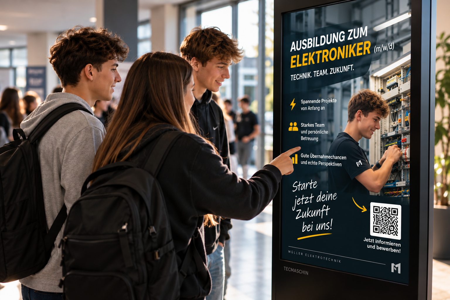 Schüler an der Chancentafel